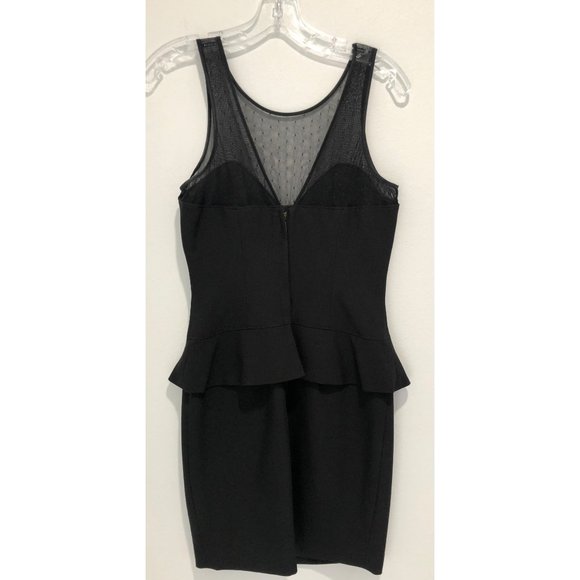 bebe Black Mesh Detailed Peplum Mini Dress - 4 - Picture 4 of 8